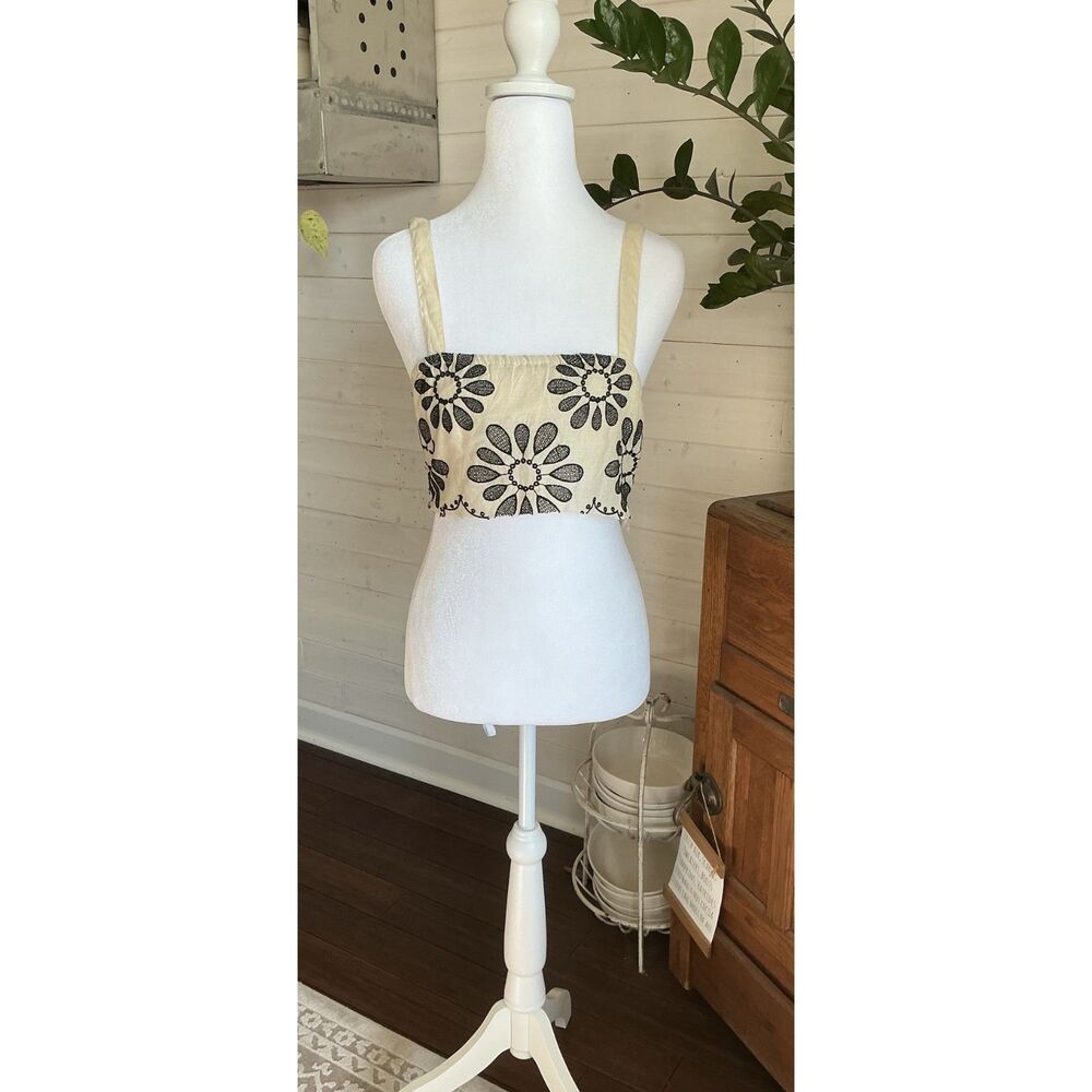 Naoo Floral & Beige Tube/Crop Top Boutique Style Size Small